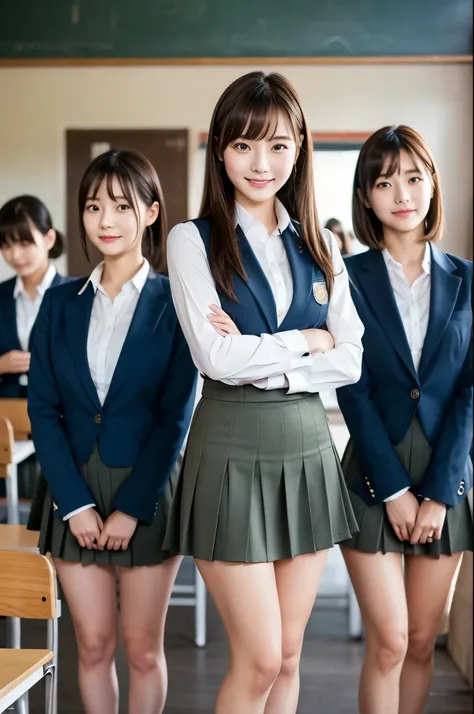 （full body）、((Highest quality)), ((masterpiece)), (Becoming closer), perfect face, , realistic, photo realistic, highly detailed face taken from n、 2 Beautiful Women 、 look embarrassed、Small eyes、ponytail、( stares at the viewer) , full bodyショット , Stand up、...