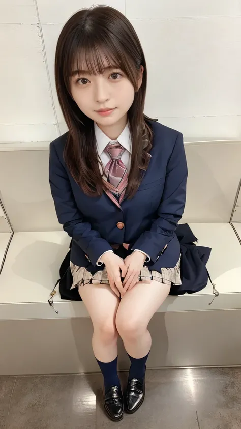   actual 8K high quality image  、Room with Japanese New Year Decorations、 Slender and Cute High School Student  、Saggy and Tight Big Breasts、 Let's Wash Your Face Cleanly  、  apply light makeup 、 Japanese high school girl in uniform  （Navy blue jacket 、 wh...