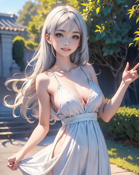 nsfw， high definition、 (( anatomically accurate 1.2))、最  high quality、  textured skin  、   8k octane  、
 masterpiece,   high quality, 最  high quality,  very detailed,  Genuine ,   1 girl、（ big breasts 1.3)，( Silver Hair),     slim，Thin arms， Read more，stra...