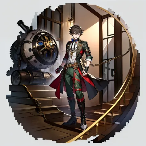 Morel, 20 years old - an extremely unstable young man with a sharp mind and a destructive psyche. His appearance betrays an obsession with time and mechanical devices.

 Clothes:

A stylish steampunk interpretation of French fashion: high leather boots wit...