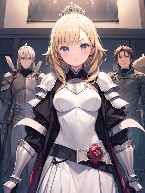  Himeji Knight、princess in armor、upper body、V-shaped eyebrows、blonde hair、