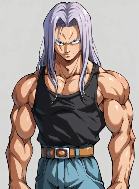 score_9, score_8_up, score_8, score_9, score_8_up, score_7_up,zPDXL2, source_anime,
fairytailxl
ftrunksxl, solo, looking at viewer,  1boy,   male focus, pectorals, 1990s \(style\) , belt, black shirt, tank top,  long hair, v, straight hair, 
