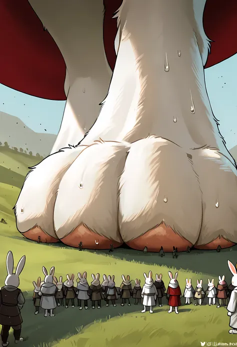  (closeup rabbit foot: 1.2), (ultra closeup of a rabbit mans foot only: 1.3), (furry rabbit boy: 1.1), robes, simple background, (ultra closeup of rabbit feet: 1.2), (foreshortening: 1.2), (closeup rabbit foot: 1.2), standing, (macro size: 1.2), army, gras...