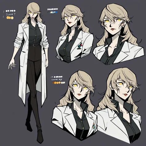 ((score_9, score_8_up, score_7_up)), source_anime, tag1, tag2, quality_masterpiece, dynamic character design, female focus, adult woman, extremely detailed character, unique design, persona 4 inspired, light hazel eyes, light taupe hair, sandy blonde hair,...