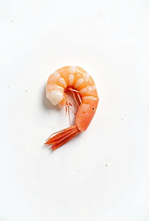  blank background， no shadows ，1 whole cooked shrimp