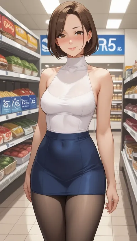 score_9, score_8_up, score_7_up, source_ anime、Highest quality、8k、 masterpiece、super high definition、natural light、Perfect Anatomy、One Woman、 small tits、saggy breasts、glamorous physique、(Okuzumi Yuiko)、brown hair、short bob hair、Mature Woman、 cute face、...