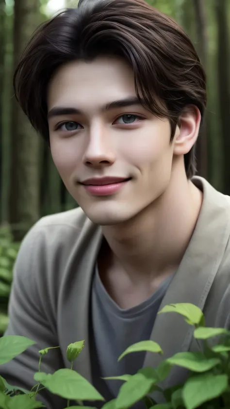 handsome Japanese man,25s,in the forest,m/m holding hand