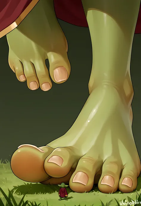  (closeup goblin foot: 1.2), (ultra closeup of a goblin girl foot only: 1.1), (goblin girl: 1.1), robes, simple background, (ultra closeup of goblin feet: 1), (foreshortening: 1.2), (closeup goblin girl foot: 1.0), standing, (macro size: 1.2), grass