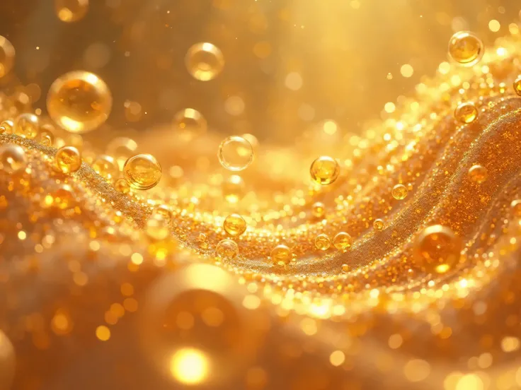 Golden bubbles and splashes