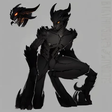 a drawing of a demon with horns and a demon face, full body concept, anthro lizard, hybrid human / anthro, anthro aeromorph, realistic creature concept, a humanoid mosquito wolf, detailed full body concept, one a demon - like creature, one a demon-like cre...