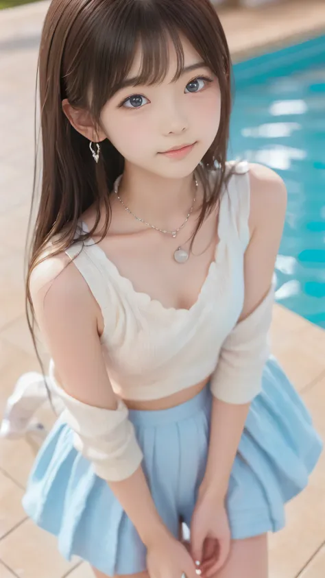 earrings、necklaces、beautiful輝きを放つ白い肌, unrivaled beauty ,  bright, Fresh and gentle look , 完璧なbeautifulcute顔,  shiny platinum blonde silky long straight hair, beautiful光沢のある前髪, So beautiful、beautiful４Age Girl, eyeliner, とても完璧でbeautiful,  blue eyes like big ...