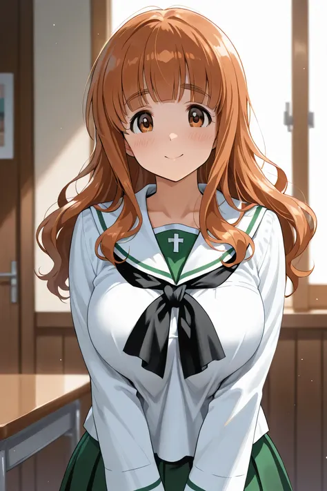 takebe saori,ooarai school uniform,1girl,solo,