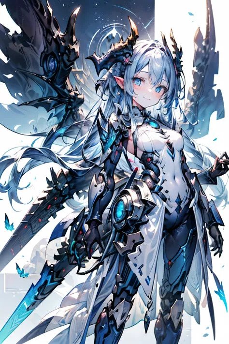 (((masterpiece、Highest quality、Hi-Res、16k))) ( 1 female)、
sky background 、flight、(futuristic:1.1)、( Armed Girl、Mecha Girl、Dragon Wings、dragon horn、 Blue Eyes、Symmetrical wings, Blue Armor、)、 anime、( 柔らかいsmile )、 Long Blue Hair、 standing picture、
Majesti...