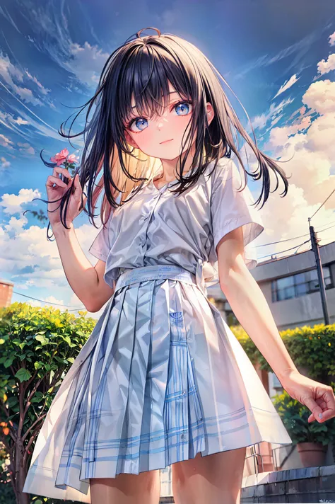 body is 8 times the length of my head, ( high resolution CG Unity 8K ), ( best quality)，( very well detailed)，(  super high definition),    black hair,   poses facing back during shooting ,  animated 2d rendering,    Realistic Young Anime High School Girl ...