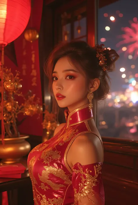 Cat ears、 face up, attractive, pretty girl, ponytail、few beautiful lady hair decorations, (( fine facial features , eroticism)), dramatic lighting , realistic , 8k, Dramatic Shadows , intricate and elaborate patterns , super detailed photo , chiaroscuro li...