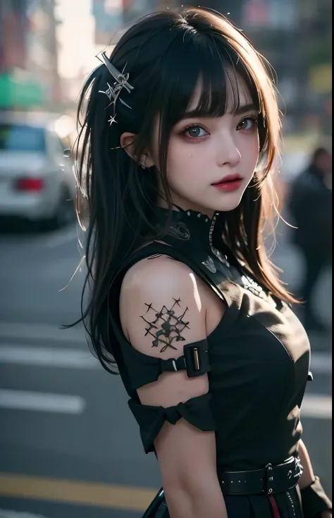 Excellent rendering, 8K, Masterpiece, ultra quality, Beauty: 1.2, professional illustration: 1.1, ultra detail: 1.3, Ultra Illumination, highly detailed, (Dark light details) 1girl,
benefit_punk
heterochromia with red eyes and yellow eyes