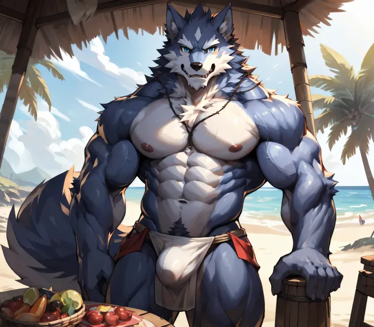 ((best quality)), ((masterpiece)), (ultra detailed), perfect face,(sharp eyes),sharp focus,japanese anime,manga,(artist: null-ghost, lindong), (male antro wolf):2.0,((deep indigo fur)), ((white belly)), perfect eyes, vertical white on forehead, sharp eye,u...