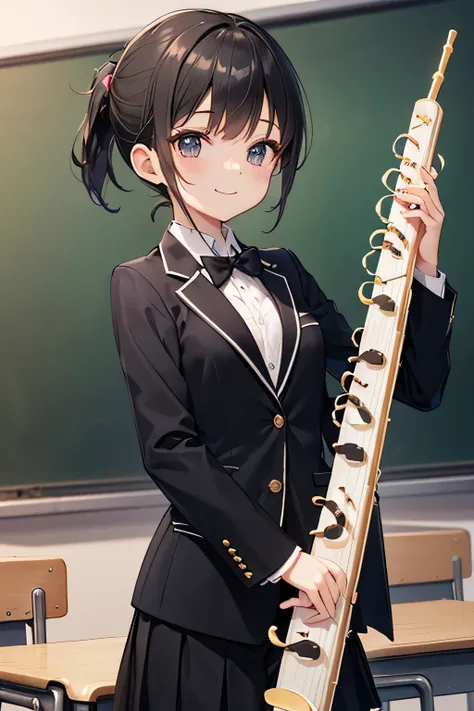 ((((Petite:1.2)))),,(verysmall breasts:1.5),Classroom,(playing Vertical flute:1.7),(school blazer:1.5),
,(black Short Ponytail hair:1.5),smile,

