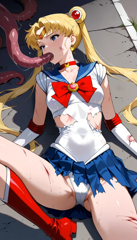 (masterpiece,best quality:1.2,amazing quality,very aesthetic,absurdres,newest,realistic),(Thick tentacles,fellatio:1.4,chewing:1.2),official style,sailor moon,1woman,Alone,(adult),(very small head:1.2),medium breasts,(ideal ratio body proportions:1.2,slend...