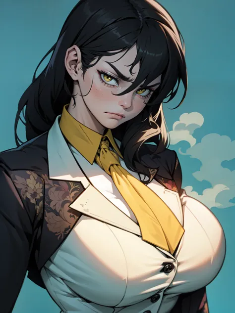 female formal wear female formal wear female formal wear female formal wear black hair yellow eyes pale skin solo sad huge muscles big breasts frown sad sad 