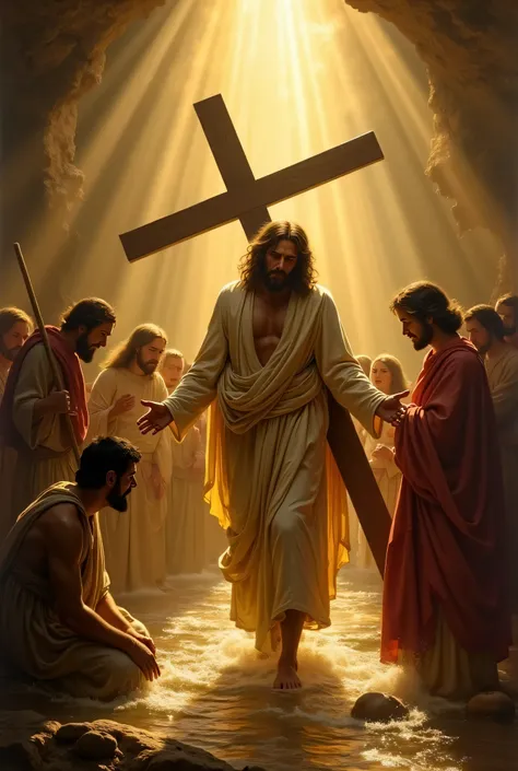 The painting combines the symbolism of the Way of the Cross with the sacrament of Baptism, showing cierpienie Chrystusa jako drogę do nowego życia w łasce.

In the central part of the composition, Jesus carries a cross, his face is full of pain, appears bu...