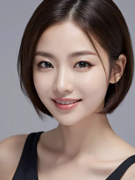 highest quality, full body, masterpiece, dark eyebrows, ultra high resolution, realistic, very detailed, professional lighting smile, eagle nose, short hair, random body orientation,