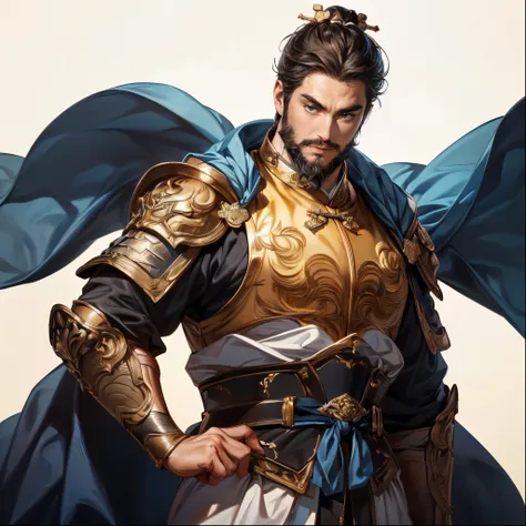 (Best Quality,4K,8k,Hi-Res,masterpiece:1.2),super detailed,(super fine illustration),(((One Man in Armor))),20 years old,Heroes of the Three Kingdoms,beautiful face,Small face,Perfectly symmetrical face,dandy, detailed eyes :1.3, perfect eyes,(( Attractive...