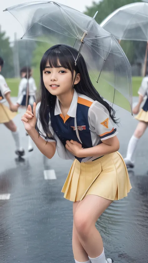 Best Quality、 natural depiction、Hi-Res、delicate、Very high degree of perfection 、beautiful,Girls are in 6th grade、 black hair、cute girl eyes、Petite、Perfect Arms、(perfect fingers)、Perfect Legs、small breasts、Looks like Daidouji Tomoyo、((Marching band club uni...