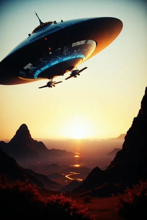 ((best quality)), ((masterpiece)), (detailed), perfect face, surreal, art nouveau, in the illustrative style of moebius, spaceships, aliens, fantasy, sci-fi, graphic novel, line drawing, french retro, huge breasts, cleavage, SYNTHWAVE STYLE DESIGN VIBRANT ...