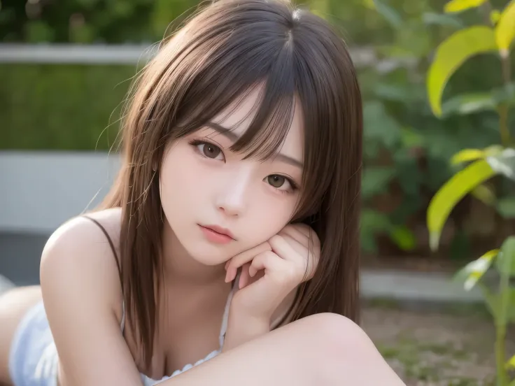 nsfw,((nude)),((16k,raw photo, Masterpiece, Hi-Res)), (((((petites))))) ,((( light red eyes))) ,((lie on back k , Turn butt up ,legs up)), (Perfect eight headed body) ,Transcendental cute Japanese girl , (((Young face , loli style))), high school girl , lo...