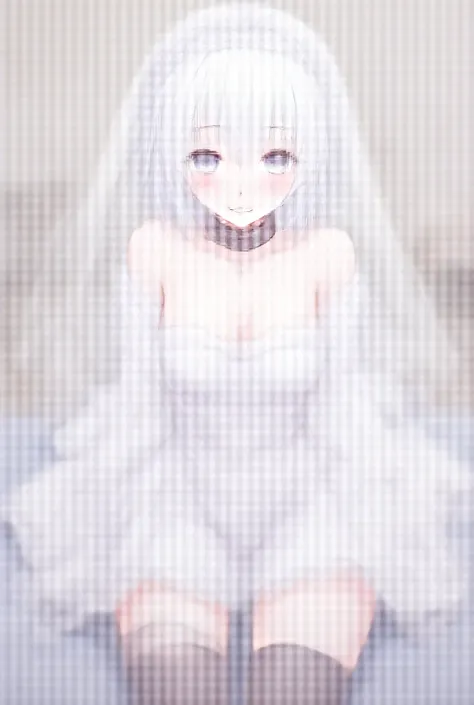 best quality,detailed,masterpiece,high resolution,nsfw,(otoko no ko:1.4), testicles, ass, femboy,
White HAIR, Short hair, white eyes, black choker, wedding dress , black roas, black knee-high socks, bottomless,
solo, white skin,
on bed, japanese room,anime