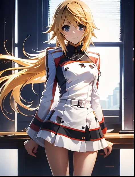 （（（ＳＦＷ、Highest quality、 first class masterpiece 、 Normal Body 、8k、  detailed face 、 super precise、   real color 、５refer to、Highest）））、Charlotte Dunois Charlotte Dunois/ Infinite Stratos、Beautiful Girl、blond hair、ponytail、slender、 slim、 can be used、White Sc...