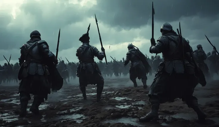 16 Century, Ottoman, German,War, battle, raining, mud, dark, cloud,