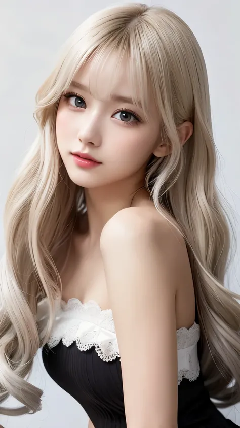 Gothic ****ta:2.0、round face:2.0、 Twin Tails 、Curly Hair:2.0、cowboy shot:2.0、Extreme pose、white Hair:1.0、Super Long Hair:2.0、Waist-length hair、Northern Europe:1.0、beautiful girl、White background、cute、Young、True Face、Shiny Hair、whole body、tab highest qualit...