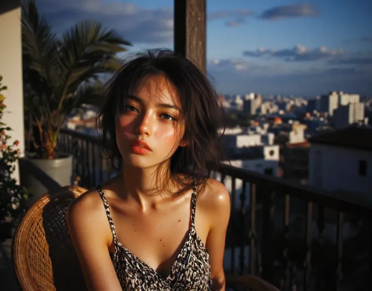 2people (Large and prominent perky breasts) Flash photography, gyaru, Aesthetically pleasing cinematic composition, epic perspective, dramatic lighting and shadows, symmetrical and detailed, Cute girl with small perky breasts in a black and white geometric...