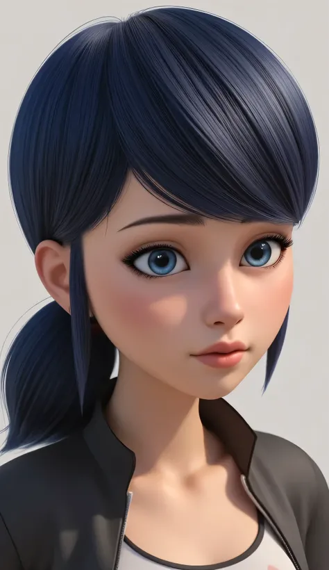 1girl, Solo, High Resolution, Masterpiece, Accurate, Anatomically Correct, Best Quality, High Details, Textured Skin, realistic, black hair, blue eyes, extremely detailed, tween