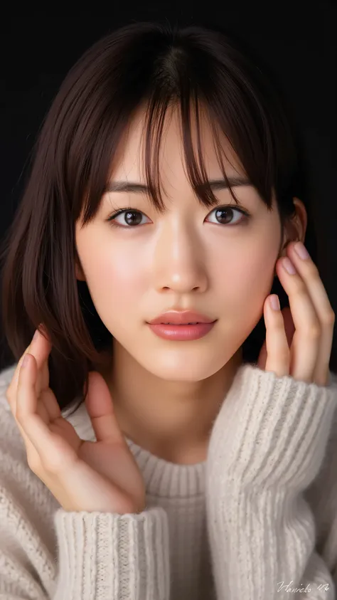 ultra-high accuracy,8k, very detailed,best quality,masterpiece, (from above1.5), Japanese girl ,thin eyebrows,big breasts,,Lying on a black carpet sexy woman, stretch your legs, Enchanting Gestures,lying on a black carpet,raise your head,(off the shoulder...