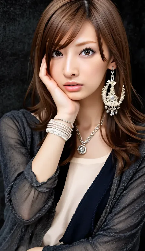 ultra-high accuracy，8k, very detailed，best quality，masterpiece, （from above1.5）， Japanese girl ，sexy cute girl in sexy lingerie、thin eyebrows，big breasts，，lying on a black carpetセクシーな女性，  stretch your legs， Enchanting Gestures，lying on a black carpet，raise...