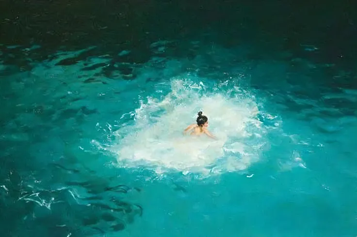 korean woman in ocean