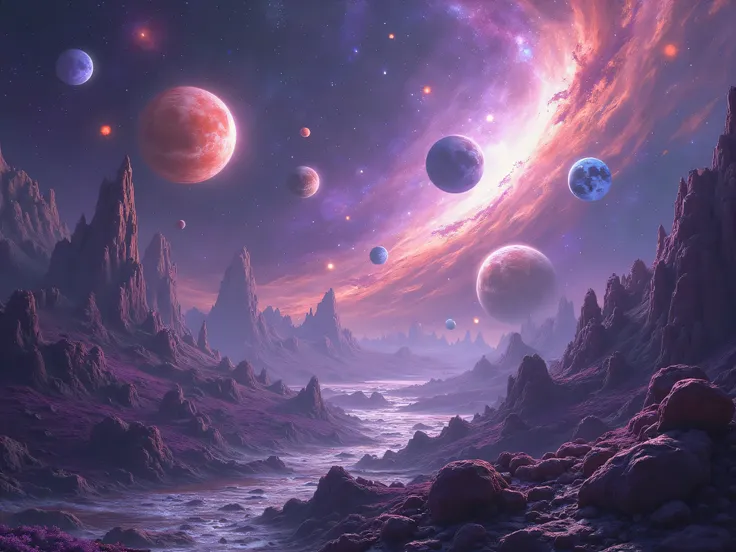 galaxy planets, purple colors
backogrund