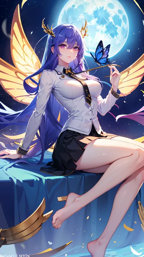Tang Wutong , Big  ,wearing an unzipped jacket a white shirt black skirt and black tie, school uniform, school, classrooom ,Lift up your skirt to reveal your underwear,rating:uncensored,unparalleled masterpiece, ultra realistic 8k CG,chinese deity, looking...