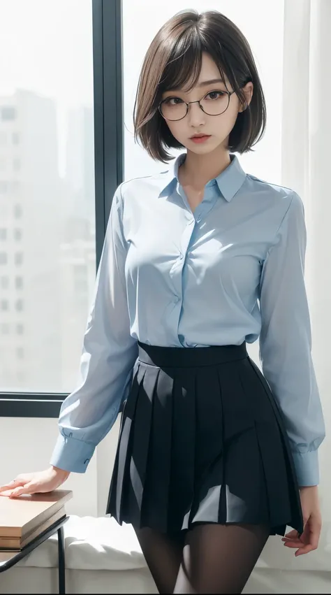 (((1 person)))、(((Alone)))、(((ruthless expression)))、(((beautiful)))、( Long Bob Cut )、((wavy hair))、(miniskirt)、( clear)、(((( with a bleak expression)))、(((slender eyes)))、 confident posture 、 An office lady in her 20s poses and takes a picture、((anger))、(...