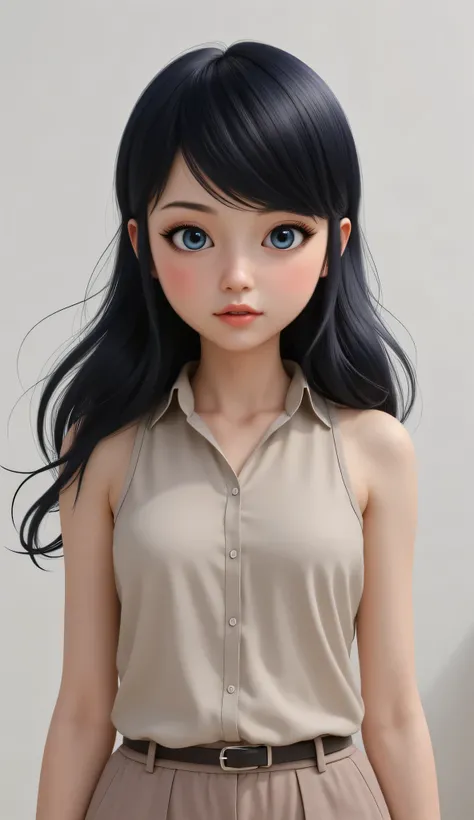 1girl, Solo, High Resolution, Masterpiece, Accurate, Anatomically Correct, Best Quality, High Details, High Quality, black hair, blue eyes, tween, realistic 