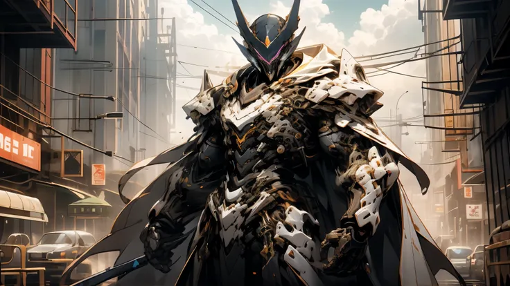 tall and beautiful work of art, Beauty Assassin , Wears a Rainbow-Colored Hooded Robe 。 That Robe Makes Him Invisible 。, Has a Poison Stinger , Normal Street , Tracking the Target , cloudy, Shadow, Contrast, Conceptual Installation Art, Ultra High Def...