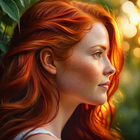 Ear of a beautiful woman with red hair, The ear should be beautiful