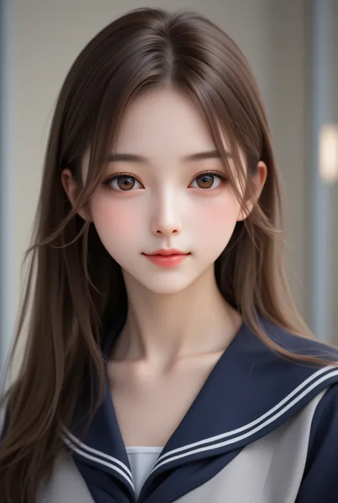 (super cute young face:1.3),
(full body shot:1.5),
(sparkling clear attractive large glowing eyes:1.5), (japanese idol face:1.5),very beautiful cute girl,(baby face:1.4),
dark blue sailor high school uniforms,
cheerful happy smile,exquisite smooth and silk...