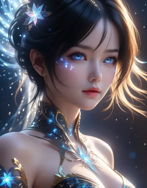 A Masterpiece In 32K Resolution, Supreme Quality, Super Detail, Official Art, Cinematic Lighting, Beautiful And Aesthetic, Ultra-Detailed Features, Very High-Resolution 32K Wallpaper. This Masterpiece Presents A Girl With Extreme Detail, Merging Abstract A...