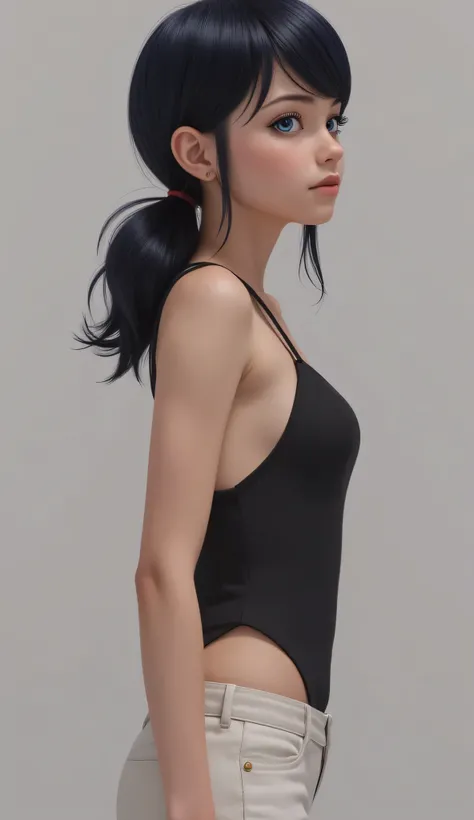1girl, Solo, High Resolution, Masterpiece, Accurate, Anatomically Correct, Best Quality, High Details, High Quality, black hair, blue eyes, tween, realistic 