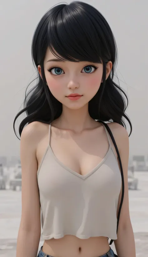 1girl, Solo, High Resolution, Masterpiece, Accurate, Anatomically Correct, Best Quality, High Details, High Quality, black hair, blue eyes, tween, realistic