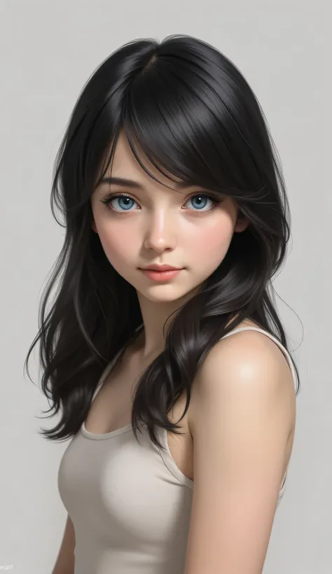1girl, Solo, High Resolution, Masterpiece, Accurate, Anatomically Correct, Best Quality, High Details, High Quality, black hair, blue eyes, tween, realistic